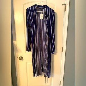 Navy Blue Striped Duster NWT